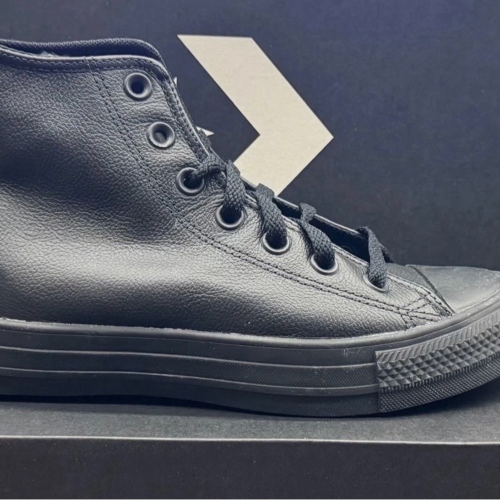 Converse Black High-Top Leather-Look Sneakers